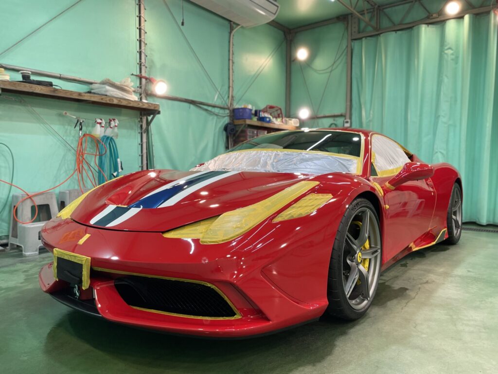 神戸・大阪ガラスコーティング専門店エスプリジャパン　Ferrari・４５８SPECIAREにガラスコーティング施工致しました。