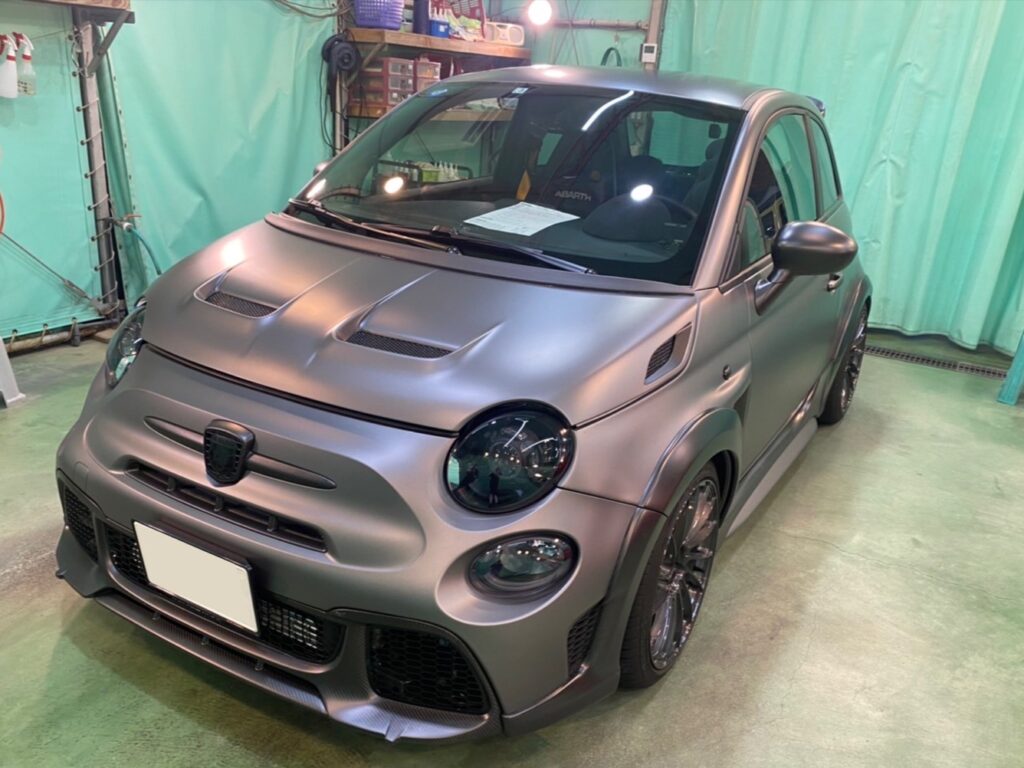 神戸・大阪ガラスコーティング専門店エスプリジャパンABARTH・５９５にマット塗装専用ガラスコーティング施工致しました。